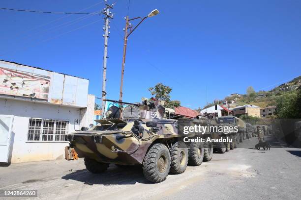 Azerbaijan's Army statioend in the city of Lachin, as well as Zabukh and Sus villages, on September 1, 2022 in Azerbaijan. Russian peacekeepers and...