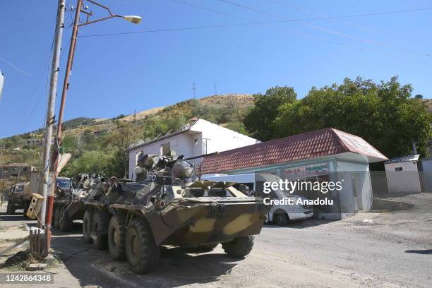 Azerbaijan's Army statioend in the city of Lachin, as well as Zabukh and Sus villages, on September 1, 2022 in Azerbaijan. Russian peacekeepers and...