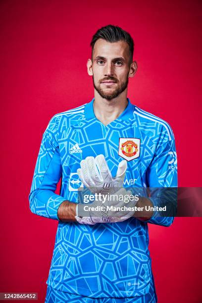 New Manchester United signing Martin Dubravka poses for a portrait at Carrington Training Ground on September 01, 2022 in Manchester, England.