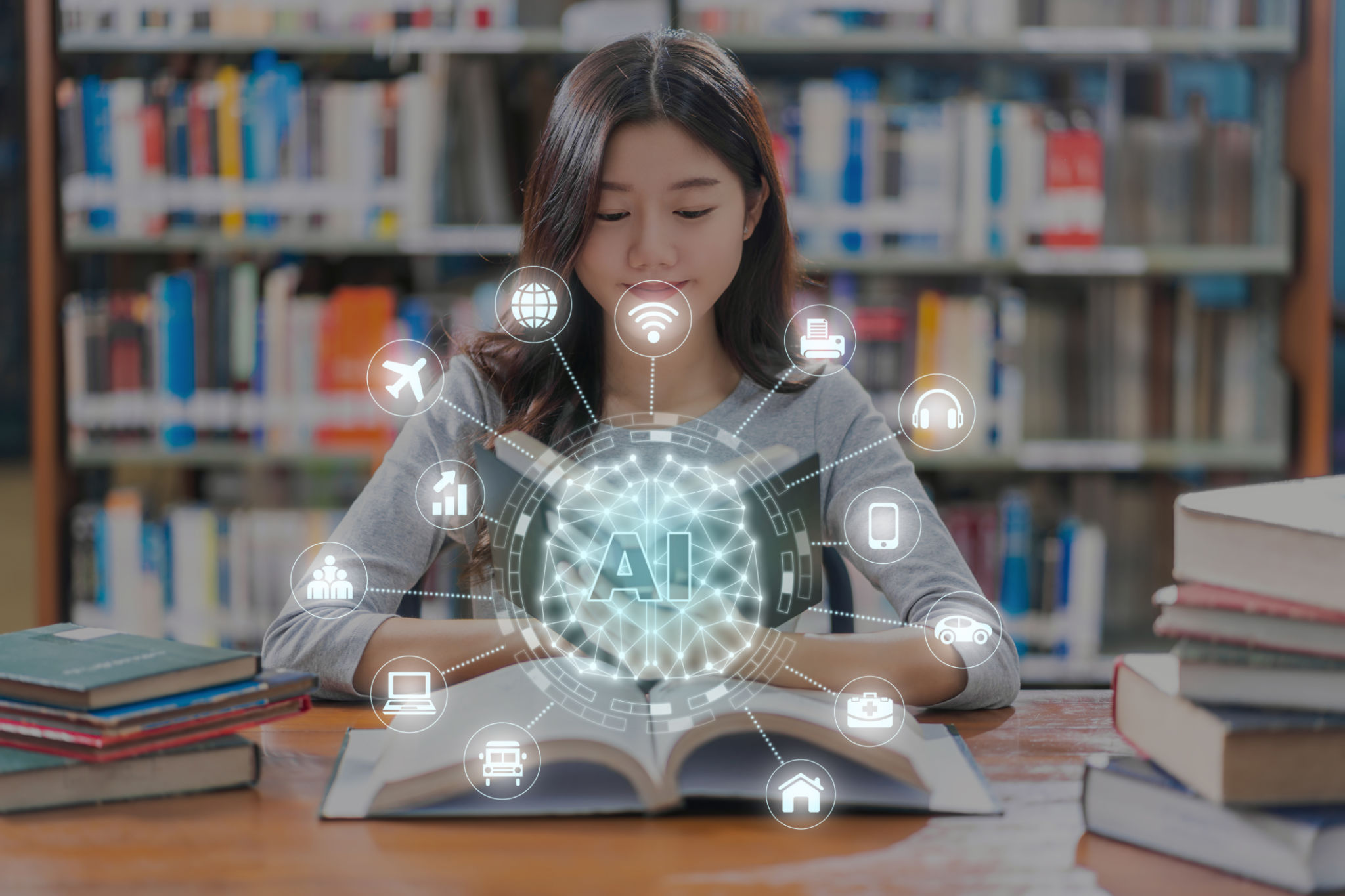 students studying AI