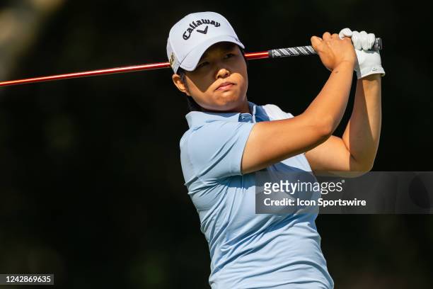 Haru Nomura of Japan on the 1st hole during the first round of the CP Womens Open on August 25 at The Ottawa Hunt and Golf Club in Ottawa, ON, Canada.