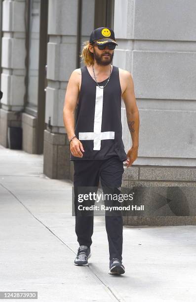 Jared Leto is seen walking in soho on August 31, 2022 in New York City.