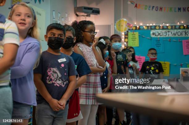 Third graders line up in Erin Crisss classroom at Forestdale Elementary School in Springfield, VA on August 22, 2022.