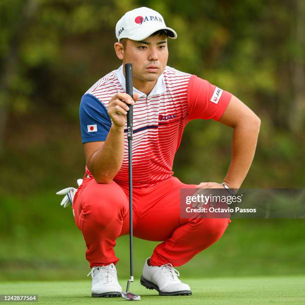 Taiga Semikawa of Japan plays his second shot on the 1st hole during Day Three of the 2022 World Amateur Team Golf Championships - Eisenhower Trophy...