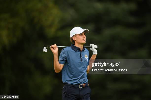 Connor McKinney of Australia plays his tee shot on the 9th hole during Day Three of the 2022 World Amateur Team Golf Championships - Eisenhower...