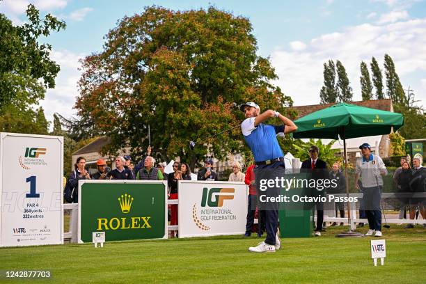 Julien Sale of France plays his tee shot on the 1st hole during Day Three of the 2022 World Amateur Team Golf Championships - Eisenhower Trophy...