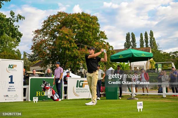 Josele Ballester of Spain plays his tee shot on the 1st hole during Day Three of the 2022 World Amateur Team Golf Championships - Eisenhower Trophy...