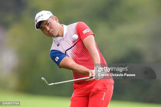 Taiga Semikawa of Japan plays his second shot on the 1st hole during Day Three of the 2022 World Amateur Team Golf Championships - Eisenhower Trophy...