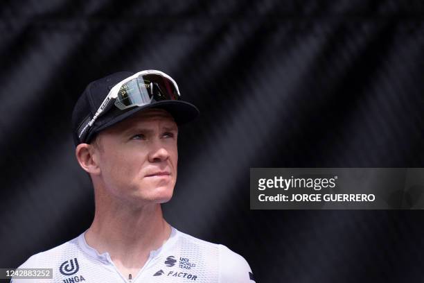 Team Israel Start Up Nation's Christopher Froome looks on before the start of the 13th stage of the 2022 La Vuelta cycling tour of Spain, a 168.4 km...