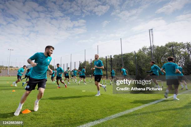 Ryan Manning and Harry Darling in action during the Swansea City Training Session at The Fairwood Training Ground on September 02, 2022 in Swansea,...