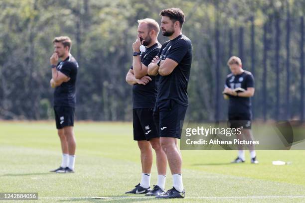 Head of Physical Performance Matt Willmott, Matt Gill, assistant head coach for Swansea City, Swansea City manager Russell Martin and Andy Parker,...