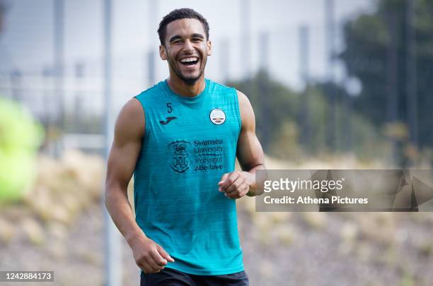 Ben Cabango of Swansea City in action during the Swansea City Training Session at The Fairwood Training Ground on September 02, 2022 in Swansea,...