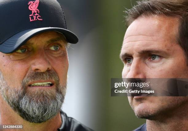 In this composite image a comparison has been made between Frank Lampard, Manager of Everton and Liverpool manager Jurgen Klopp. The Merseyside Derby...