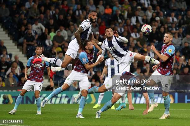Kyle Bartley of West Bromwich Albion and Okay Yokuslu of West Bromwich Albion during the Sky Bet Championship between West Bromwich Albion and...