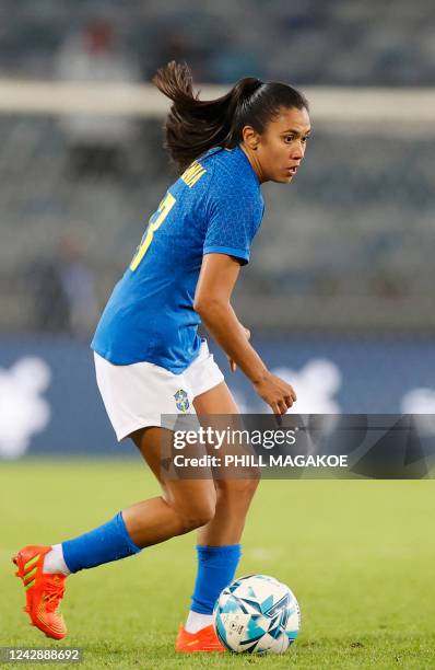 Brazils Antonia da Costa Silva controls the ball during the women's international friendly football match between South Africa and Brazil at Orlando...