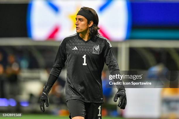 Mexico goalkeeper Carlos Acevedo reacts during the international friendly match between Paraguay and Mexico on August 31st, 2022 at Mercedes-Benz...