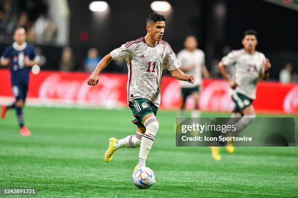 Mexico midfielder Uriel Antuna moves with the ball during the international friendly match between Paraguay and Mexico on August 31st, 2022 at...