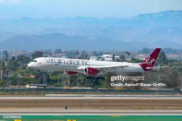 Virgin Atlantic airlines Airbus A350-1041 arrives at Los Angeles international Airport on September 02, 2022 in Los Angeles, California.