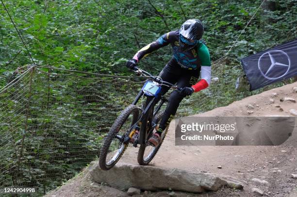 Davide Cappello during UCI Mountain Bike World Cup in Val di Sole 2022 - Junior Men Downhill race category Italy during the MTB - Mountain Bike UCI...