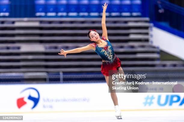 Heesue Han of Korea performs during the ISU Junior Grand Prix of Figure Skating at Ostravar Arena on September 3, 2022 in Ostrava, Czech Republic.