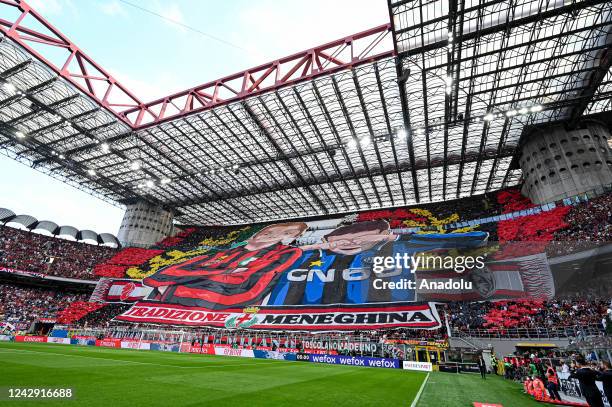 Milan choreography during the Serie A Italian football derby match AC Milan vs FC Internazionale at San Siro stadium in Milan, Italy on 03/09/22