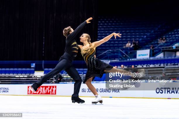 Katerina Mrazkova and Daniel Mrazek of Czech Republic perform during the ISU Junior Grand Prix of Figure Skating at Ostravar Arena on September 3,...