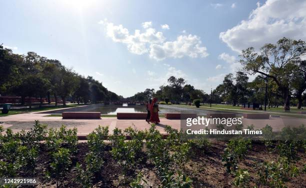 View of Central Vista Avenue stretching at Rajpath on September 3, 2022 in New Delhi, India. Prime Minister Narendra Modi is likely to inaugurate the...