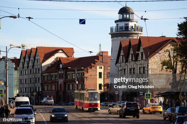 View of the street on September 03, 2022 in downtown of Kaliningrad, Russia.