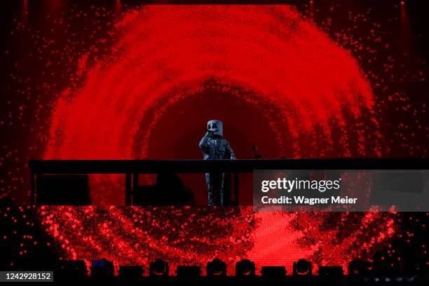 Marshmello performs at the Mundo Stage during the Rock in Rio Festival at Cidade do Rock on September 3, 2022 in Rio de Janeiro, Brazil.