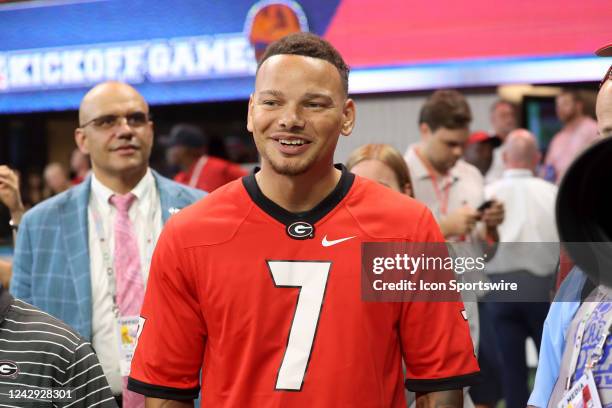 Country Music Star Kane Brown attends the game between the Oregon Ducks and the Georgia Bulldogs on September 3, 2022 at Mercedes-Benz Stadium in...