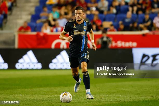 Philadelphia Union defender Kai Wagner controls the ball during the Major League Soccer game between the New York Red Bulls and the Philadelphia...