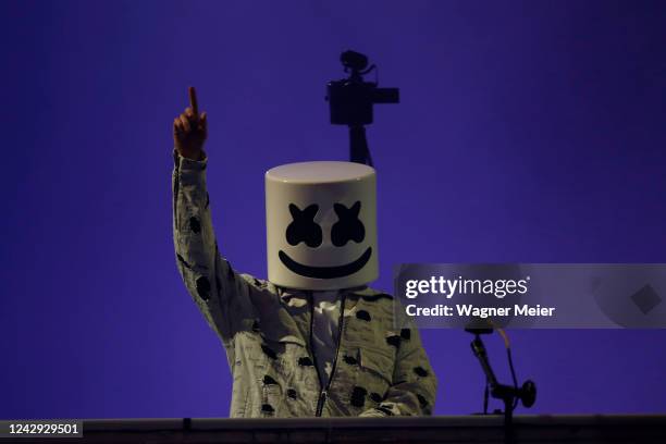 Marshmello performs at the Mundo Stage during the Rock in Rio Festival at Cidade do Rock on September 3, 2022 in Rio de Janeiro, Brazil.