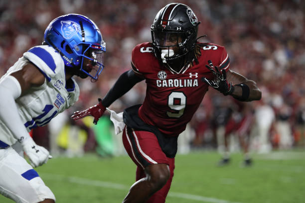 2023 NFL Mock Draft: Pre Senior Bowl Edition 13 South Carolina Gamecocks defensive back Cam Smith turns and runs with Georgia State Panthers wide receiver Robert Lewis during a football game