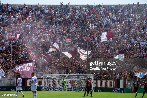 Fans of reggina during the Italian soccer Serie B match Reggina 1914 vs Palermo FC on September 03, 2022 at the Oreste Granillo stadium in Reggio...