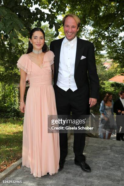 Prince Konstantin of Bavaria and his wife Princess Deniz of Bavaria during the wedding of August-Frederik Prinz zu Sayn-Wittgenstein-Berleburg and...