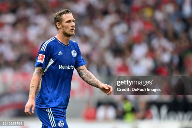 Sebastian Polter of FC Schalke 04 Looks on during the Bundesliga match between VfB Stuttgart and FC Schalke 04 at Mercedes-Benz Arena on September 3,...