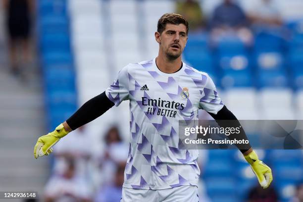 Thibaut Courtois of Real Madrid during the La Liga match between Real Madrid and Real Betis played at Santiago Bernabeu Stadium on September 3, 2022...