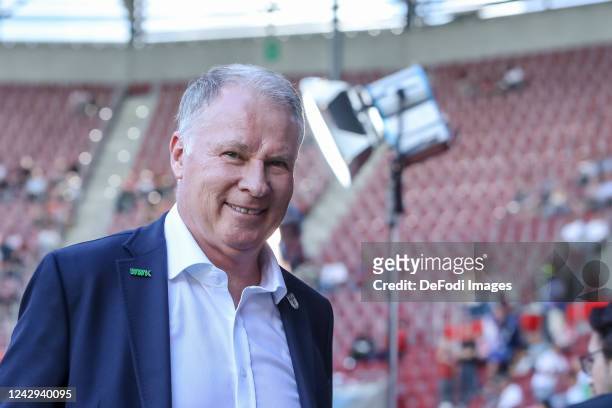 Director of sport Stefan Reuter of FC Augsburg looks on prior to the Bundesliga match between FC Augsburg and Hertha BSC at WWK-Arena on September 4,...