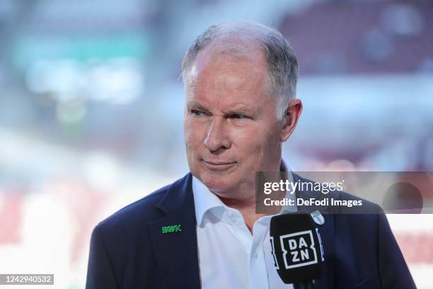 Director of sport Stefan Reuter of FC Augsburg gives an interview prior to the Bundesliga match between FC Augsburg and Hertha BSC at WWK-Arena on...