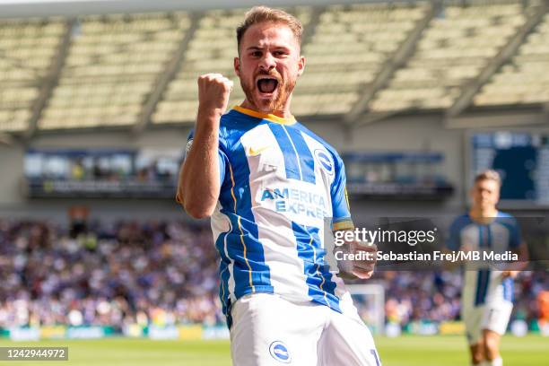 Alexis Mac Allister of Brighton & Hove Albion celebrates after scoring goal later disallowed by VAR decision during the Premier League match between...
