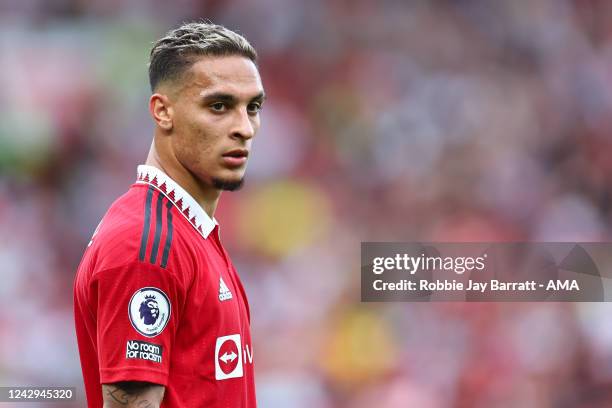 Antony Matheus dos Santos of Manchester United during the Premier League match between Manchester United and Arsenal FC at Old Trafford on September...