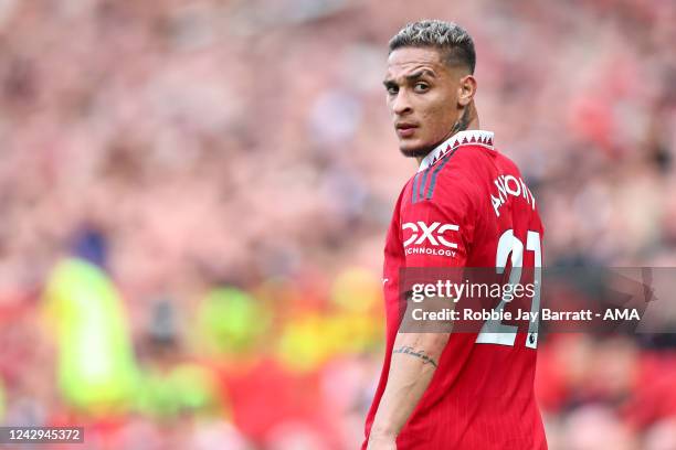 Antony Matheus dos Santos of Manchester United during the Premier League match between Manchester United and Arsenal FC at Old Trafford on September...