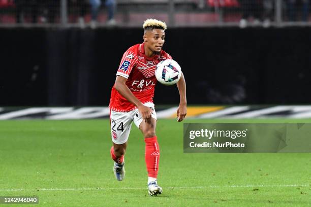 Allan Linguet in action during Valenciennes FC vs. Nimes Olympique, Valenciennes, Stade du Hainaut, France, 2 September 2022