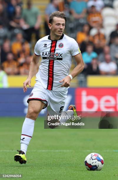 Sander Berge of Sheffield United during the Sky Bet Championship between Hull City and Sheffield United at MKM Stadium on September 4, 2022 in Hull,...