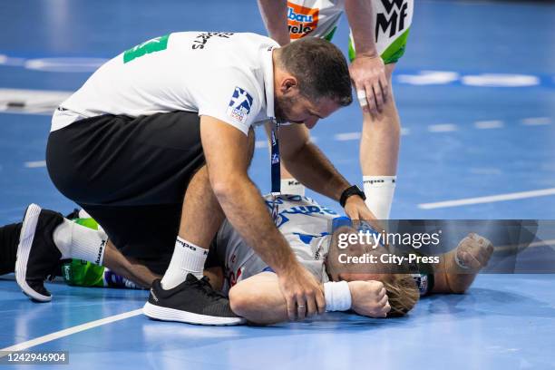 Kresimir Kozina of Frisch Auf Goeppingen during the Liqui Moly Handball Bundesliga match between the Fuechse Berlin against FRISCH AUF! Goeppingen on...