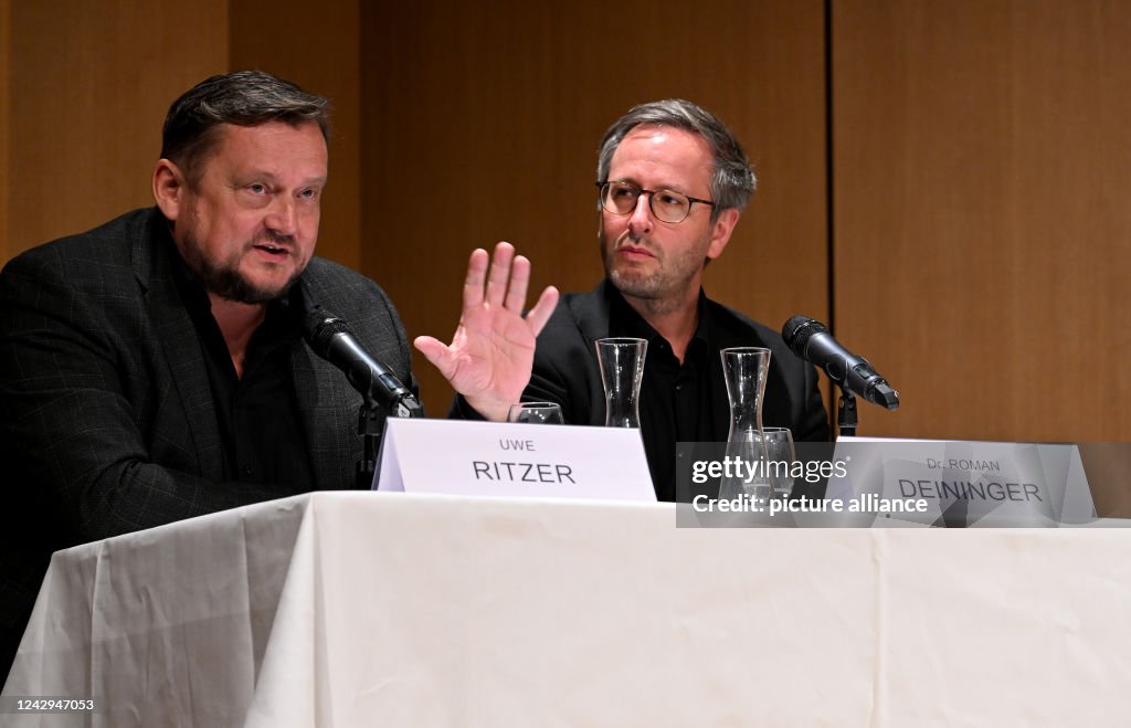 Arm Ritzer Authors Uwe Ritzer and Roman Deiningers sit during a panel discussion ...