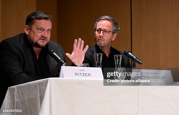 Maxwell Ritzer Authors Uwe Ritzer and Roman Deiningers sit during a panel discussion ...