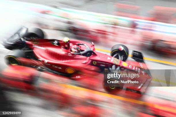 Carlos Sainz of Ferrari pit stop during the Formula 1 Grand Prix of The Netherlands at Zandvoort circuit in Zandvoort, Netherlands on September 4,...