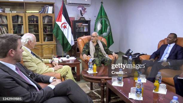 S Western Sahara envoy Staffan de Mistura meets with with Polisario leader Brahim Ghali in Algeria's southwestern city of Tindouf on September 4,...