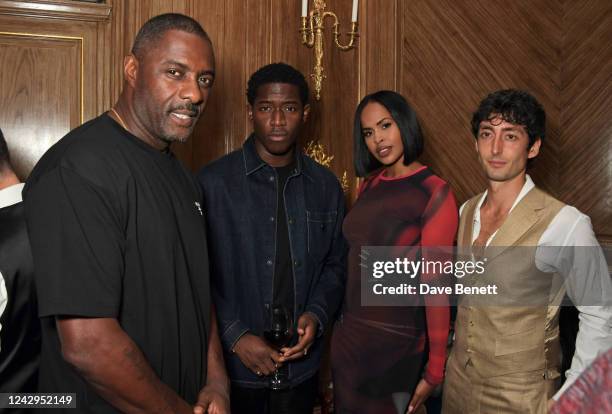 Idris Elba, Damson Idris, Sabrina Elba and Taz Fustok attend a celebration of Edward Enninful's new memoir "A Visible Man" at Claridge's Hotel on...